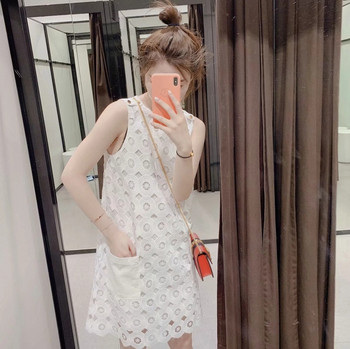 Női csipke ujjatlan ruha zsebekkel