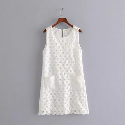 Női csipke ujjatlan ruha zsebekkel