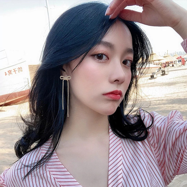 Cercei eleganti de dama cu panglica