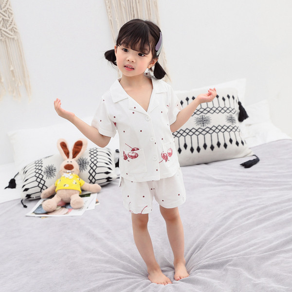 Pijamale pentru fete pentru copii - in roz si alb