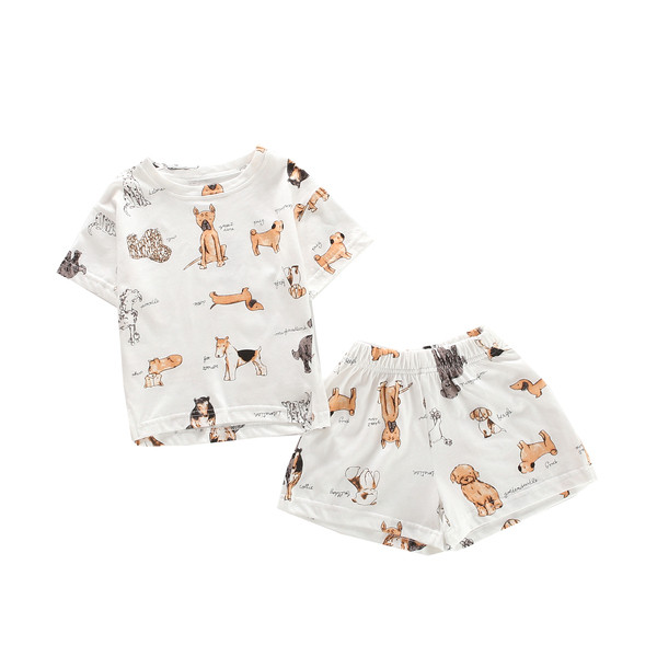 Pijamale pentru copii în două părți în alb pentru fete