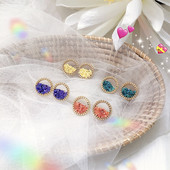 Cercei moderni de dama in forma rotunda in patru culori