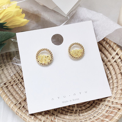 Cercei moderni de dama in forma rotunda in patru culori