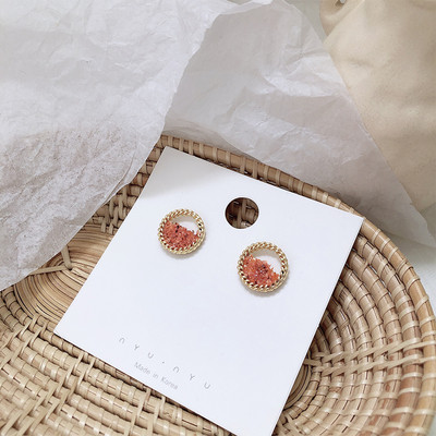 Cercei moderni de dama in forma rotunda in patru culori