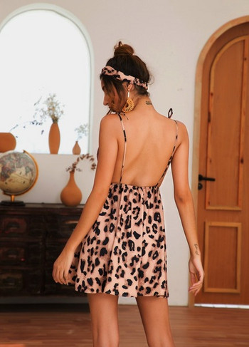 Rochie de dama actuala cu cravate si model animal in doua culori