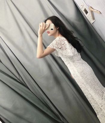 Rochie de dama lunga din dantela de culoare alba