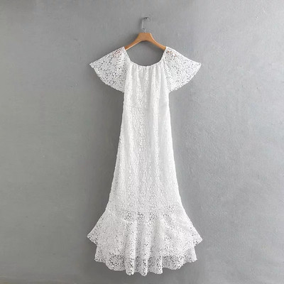 Rochie de dama lunga din dantela de culoare alba