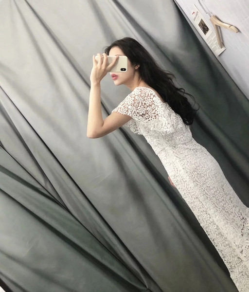 Rochie de dama lunga din dantela de culoare alba