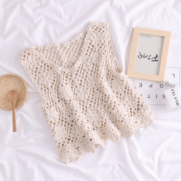 Maiou scurt de damă din dantelă zilnic în două culori