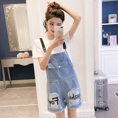 Női alkalmi farmer overall, hímzéssel