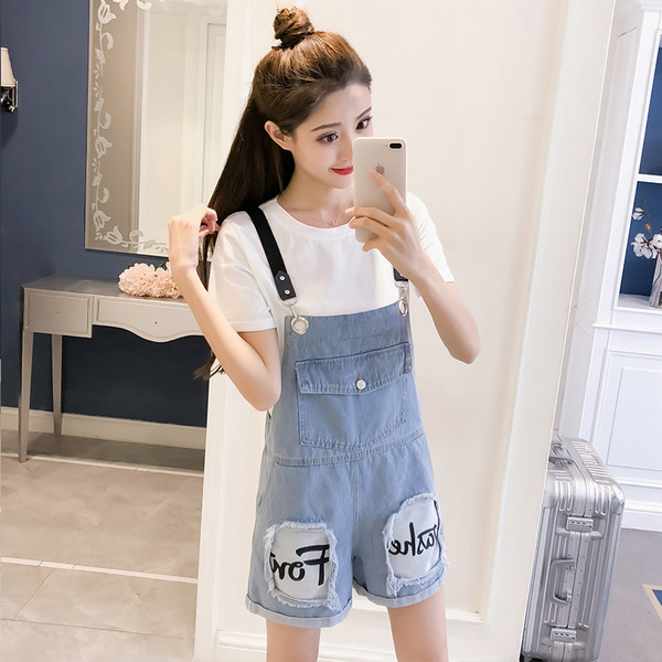 Női alkalmi farmer overall, hímzéssel