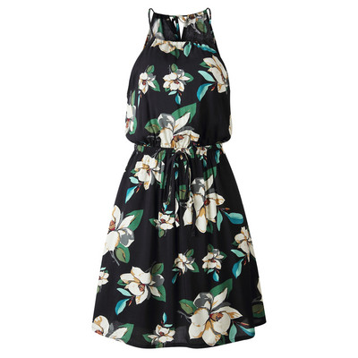 Nyári női ruha virágos motívumokkal, kék és fekete színben