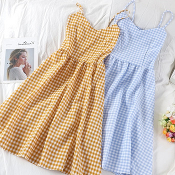 Női kockás ruha vékony pántokkal több színben