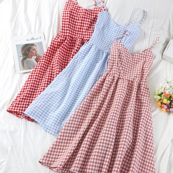 Női kockás ruha vékony pántokkal több színben