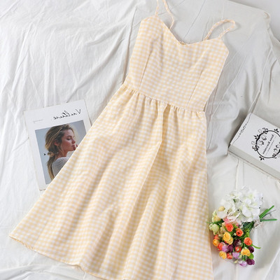 Női kockás ruha vékony pántokkal több színben