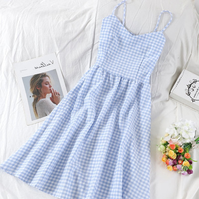 Női kockás ruha vékony pántokkal több színben