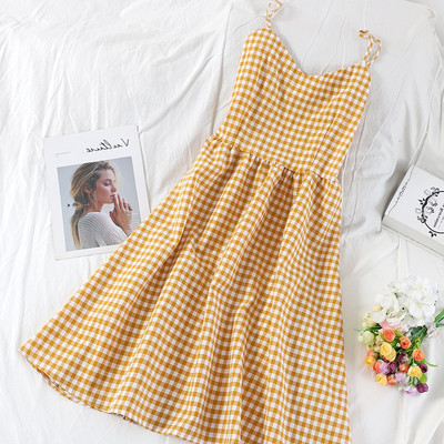 Női kockás ruha vékony pántokkal több színben