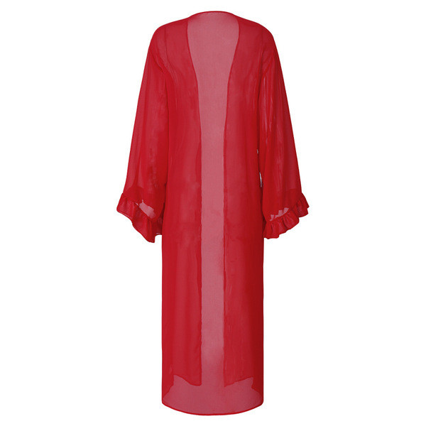 Pareo de damă elegant cu mâneci largi în negru, roșu și alb