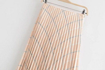 Fusta lunga plisata de dama cu fermoar