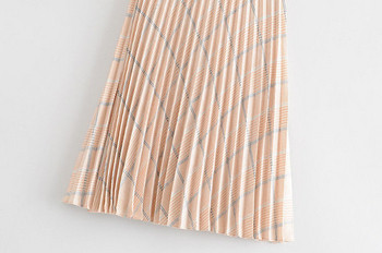 Fusta lunga plisata de dama cu fermoar