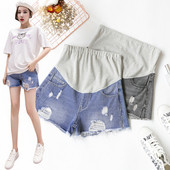 Модерни дамски къси дънкови панталони за бременни в син и черен цвят 