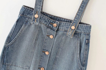 Női farmer ruha gombokkal és zsebekkel