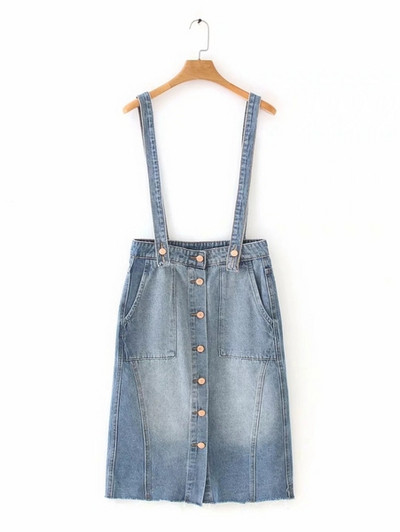 Női farmer ruha gombokkal és zsebekkel