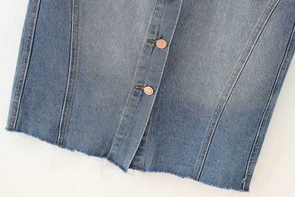 Női farmer ruha gombokkal és zsebekkel