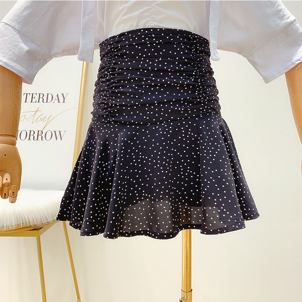 Magas derekú pöttyös szoknya többféle színben