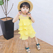 Rochie moderna pentru copii in rosu si galben