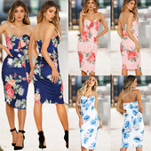 Rochie de dama eleganta cu bretele din silicon si motive florale in mai multe culori