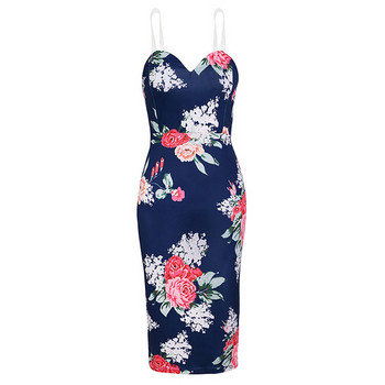 Rochie de dama eleganta cu bretele din silicon si motive florale in mai multe culori