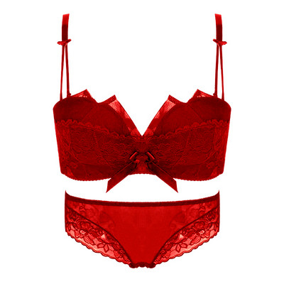 Lenjerie intimă de damă în două părți în roșu, negru și alb