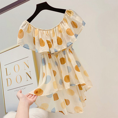 Bluză de damă asimetrică cu buline