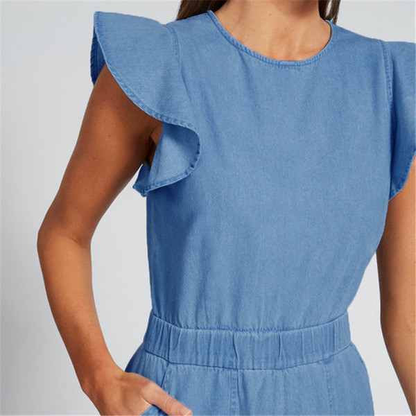 Μοντέρνες γυναικείες φόρμες με τσέπες σε μπλε χρώμα