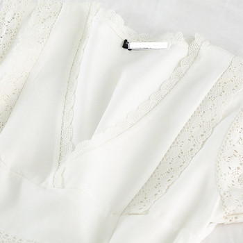 Rochie elegantă de damă, cu decolteu în V, în alb-negru