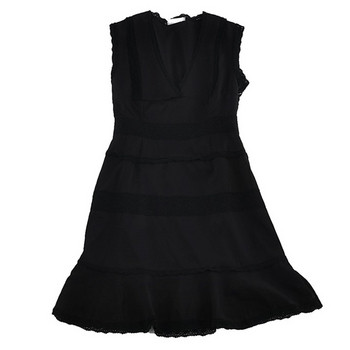 Rochie elegantă de damă, cu decolteu în V, în alb-negru