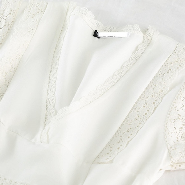 Rochie elegantă de damă, cu decolteu în V, în alb-negru