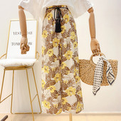 Pantaloni largi de dama cu model floral