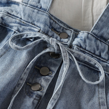 Fusta de dama moderna din denim model asimetric - cu talie inalta