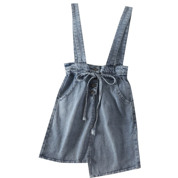 Fusta de dama moderna din denim model asimetric - cu talie inalta