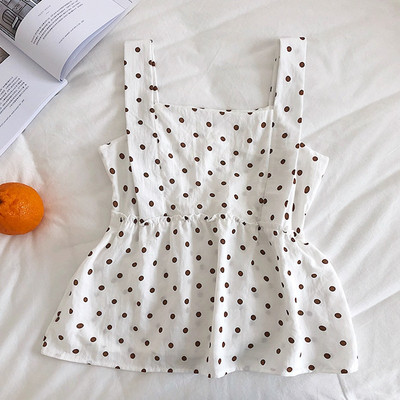 Modern női pöttyös felső, széles pántokkal, négy színben