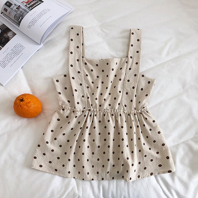 Modern női pöttyös felső, széles pántokkal, négy színben