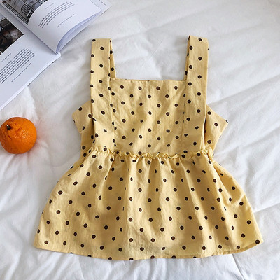 Modern női pöttyös felső, széles pántokkal, négy színben