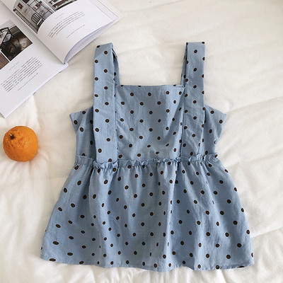 Modern női pöttyös felső, széles pántokkal, négy színben