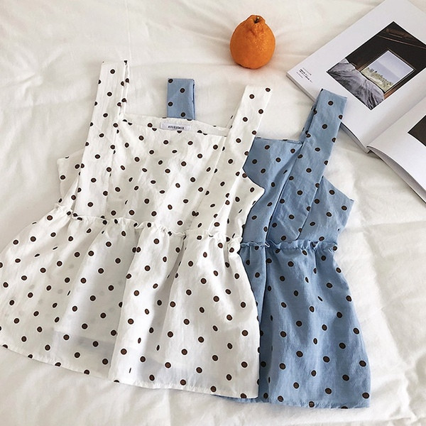 Modern női pöttyös felső, széles pántokkal, négy színben