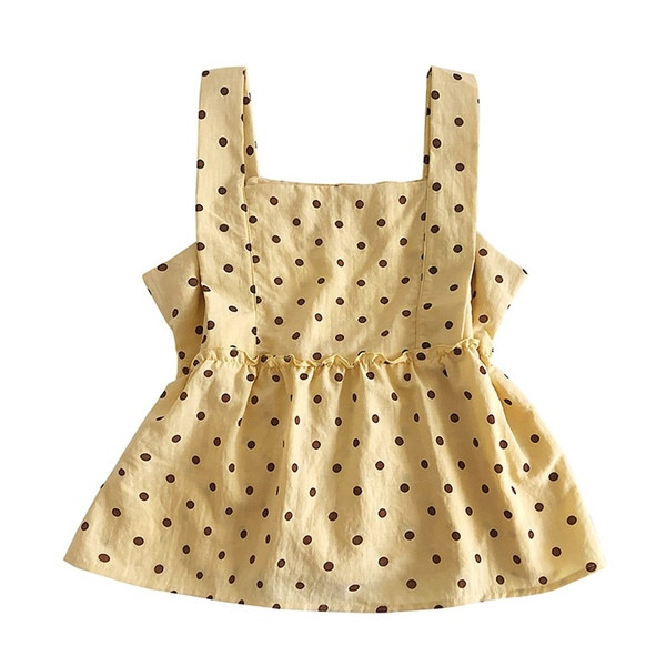 Modern női pöttyös felső, széles pántokkal, négy színben