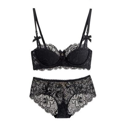 Set intim de dama din doua parti cu dantela si panglica in patru culori