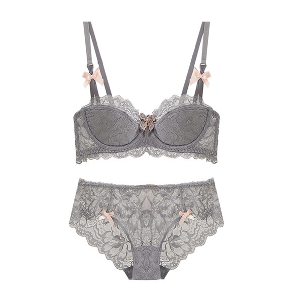 Set intim de dama din doua parti cu dantela si panglica in patru culori