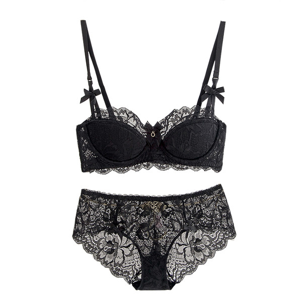 Set intim de dama din doua parti cu dantela si panglica in patru culori